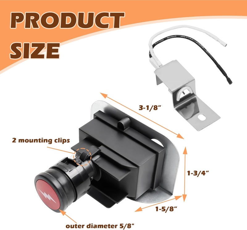 MOASKER 63788 Grill Igniter Kit for Weber Q3200 Q320 Gas Grill Igniter Replacement Parts, Electronic Push Starter Ignition Kit for Weber Q3200 Q320 Portable Grill Starter Replacement Parts 57067001 - Image 2